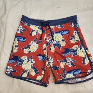 Patagonia Men's Boardshorts Swim Trunks Red Tropical Floral Surf Size 34
